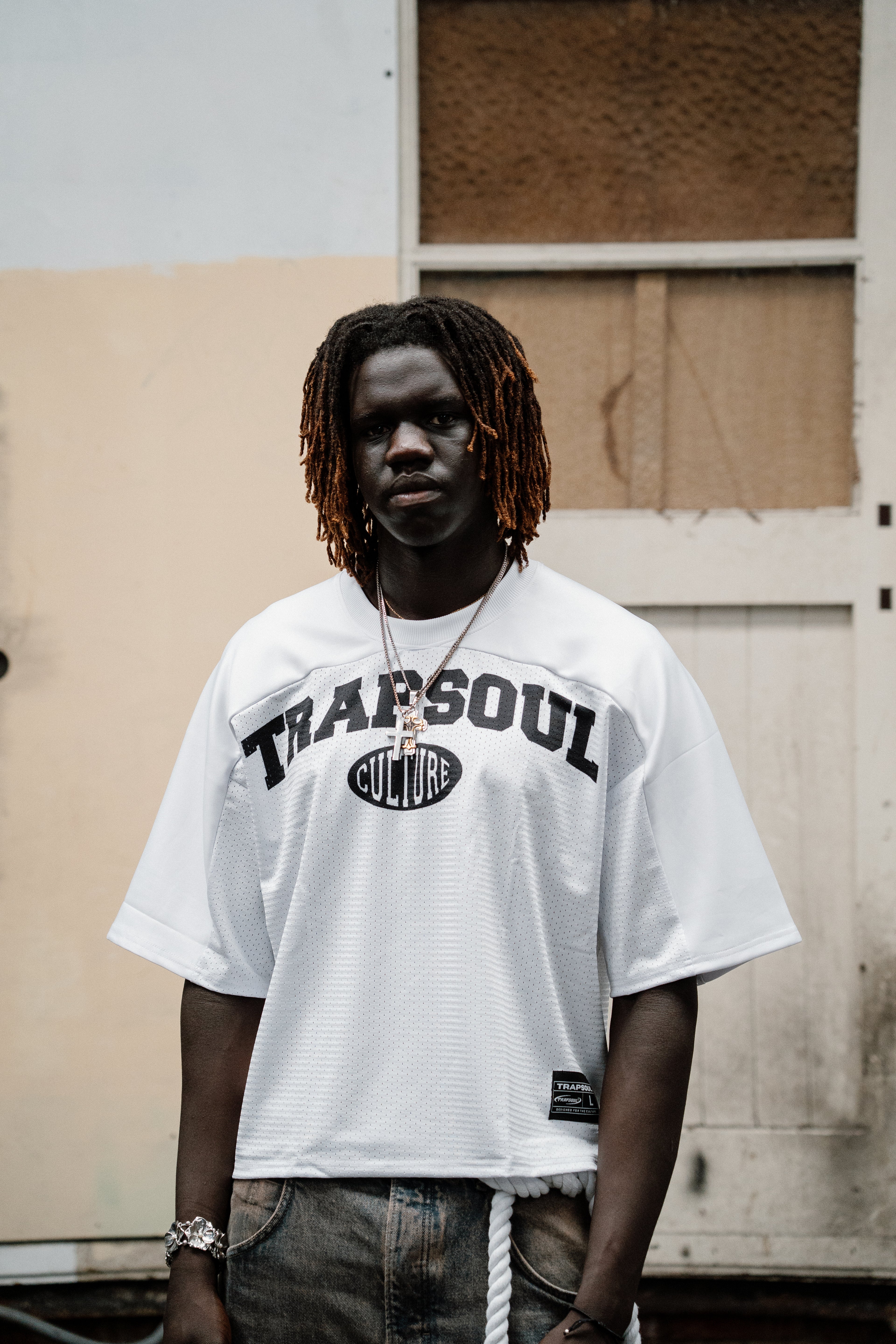 BOX FIT JERSEY - [WHITE & BLACK]